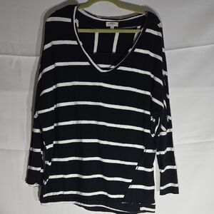Umgee USA Black and White Striped Long Sleeve Top